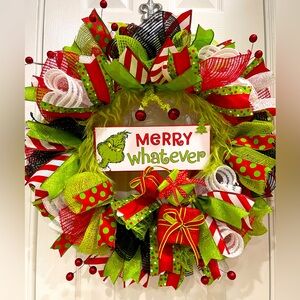 Christmas Wreath, “GRINCH” Wreath, GREEN MONSTER Wreath, GRINCHMAS, Christmas